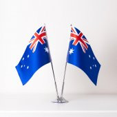 Avustralya 2li Masa Bayrağı Saten Kumaş Dijital Baskı 15x22,5 cm - 1