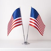 Amerika 2li Masa Bayrağı Saten Kumaş Dijital Baskı 15x22,5 cm - 1