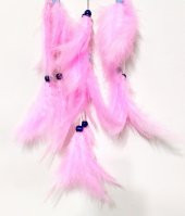 Pembe Renk Dream Catcher Pudra Pembesi Camlı Kuş Tüylü Duvar Süsü - 4