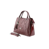 Bordo Yuvarlak Nakışlı Bayan Askılı El ve Omuz Çantası - 1