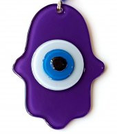 Nazar Boncuklu Mor Renk Fatma Ana Bereket Eli Cam Duvar Süsü thumbnail 1