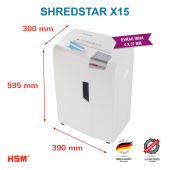 HSM SHREDSTAR X15 Evrak İmha Makinesi / Kağıt Kırpma Makinesi - CD İmha Makinesi - Çapraz/Konfeti Kesim 4x37mm - 26lt - 3