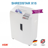 HSM SHREDSTAR X15 Evrak İmha Makinesi / Kağıt Kırpma Makinesi - CD İmha Makinesi - Çapraz/Konfeti Kesim 4x37mm - 26lt - 5