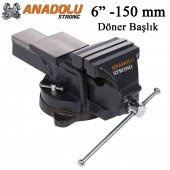 Anadolu Strong Büyük Boy 150mm 6 360 Dönerli Taban Dövme Çelik Sabit Tezgah Masa Mengenesi - 1