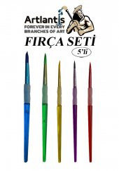 Fırça Seti 5 Li Renkli Sap Resim Fırçası 1 Paket Suluboya Guaj Boya Yağlı Boya Fırca Seti - 1