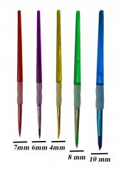 Fırça Seti 5 Li Renkli Sap Resim Fırçası 1 Paket Suluboya Guaj Boya Yağlı Boya Fırca Seti - 2