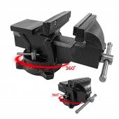 Anadolu Strong Büyük Boy 80mm 3 360 Dönerli Taban Dövme Çelik Sabit Tezgah Masa Mengenesi - 1