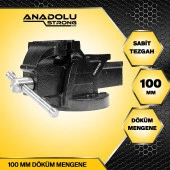 Anadolu Strong 100mm 4" Dövme Çelik Sabit Tezgah Masa Mengenesi - 3