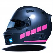 Şerit Tasarımlı Gül Pembesi Motosiklet Kask Sticker Çınar Extreme - 1