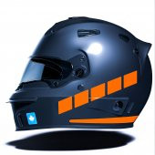 Şerit Tasarımlı Alev Turuncusu Motosiklet Kask Sticker Çınar Extreme - 1