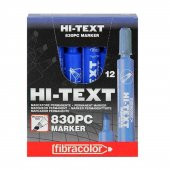 Hi-Text 830PC Kesik Uç Permanent Marker Koli Kalemi Mavi 12 Adet - 1