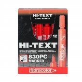 Hi-Text 830PC Kesik Uç Permanent Marker Koli Kalemi Kırmızı 12 Adet - 1