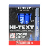 Hi-Text 830PB Yuvarlak Uç Permanent Marker Koli Kalemi Mavi 12 Adet - 1
