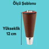 Konik Lüks Mobilya Sehpa Tv Ünitesi Koltuk Ayağı 12 Cm Kahverengi Ahşap Desenli Ayakları - 2