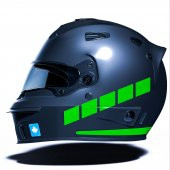 Şerit Tasarımlı Orman Yeşili Motosiklet Kask Sticker Çınar Extreme - 1