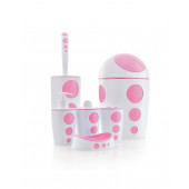 Flora Punto Plastik Çöp Kovalı Banyo Seti 6 Parça - Pembe - 1