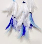 Kuş Tüylü Dream Catcher Mavi Nazar Boncuklu Düş Kapanı Duvar Süsü thumbnail 4