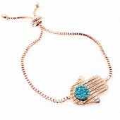Rose Kaplama Asansör Kilit Turkuaz Doğal Taş Kadın Fatma Ana Eli Bileklik - 1