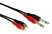 2x RCA to 2x 6.3 mm Mono Kablo 3 Metre - 1