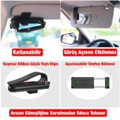 Polham Klipsli Dikiz Aynası Güneşlik İçin Universal Araç İçi Telefon Tutucu Mutak Masası Standı - 7