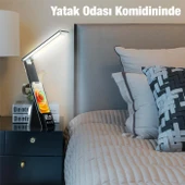Polham 7in1 15W Kablosuz Şarjlı Katlanabilir Masa Lambası, 3 Modlu Işık, Saatli,Alarmlı Masa Lambası - 11