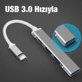 Polham 4in1 10W 4 USB Girişli Type C Çevirici Adaptör, 5 Gbps Hız USB 3.0 Tak Çalıştır Adaptör HUB - 3