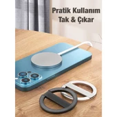 Polham Ayarlanabilir Yapışkanlı Mıknatıslı Cep Telefonu Standı Masaüstü Braketi Sarsılmaz - 7