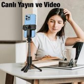 Polham Bluetooth Uzaktan Kumandalı Selfie Çubuğu ve Masaüstü Telefon Standı, influencer Yayın Seti - 3