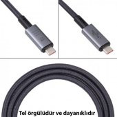 Polham 1MT USB 4.0 240W Thunderbolt Type-C to Type-C Şarj, Data ve 8K 60Hz Görüntü Aktarım Kablosu - 3