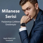 Polham Milano Loop Çelik Ultra Hafif Apple Watch 42-44-45MM için Kordon Kayış, Paslanmaz Çelik Kayış - 4