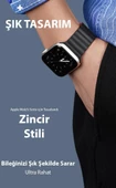Polham Zincir Style Apple Watch 42-44-45MM için Mıknatıslı Kordon Kayış, Ultra Rahat Yıkanabilir - 9