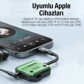 Polham 2in1 30W Mıknatıslı İpad, İphone Lightning Şarj ve 3.5MM Kulaklık Çevirici Çoğaltıcı Adaptör - 3