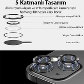 Polham 0.4MM Metal iPhone 14-14 Plus Kamera Lens Koruyucu, 9H 5 Katmanlı Çizilmez Kamera Koruyucu - 12