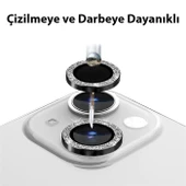 Polham Diamond Taş İşlemeli iPhone 14-14 Plus Kamera Koruyucu Lens, 0.2MM 5 Katmanlı Kırılmaz - 2