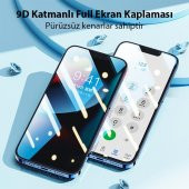 Polham 9D Ultra Sert ve Dayanıklı iPhone 14 6.1 Ful Kaplama Kırılmaz Ekran Koruyucu, Glue-Tempered - 4