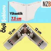 Lüks Mobilya Kanepe Sehpa TV Ünitesi Koltuk Ayağı 7.5 cm Beyaz Baza Ayak thumbnail 5