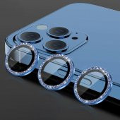 BİNANO IPHONE 12 PRO MAX DIAMOND MAVİ CAMERA KORUYUCU - 2