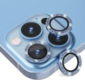 BİNANO IPHONE 12 PRO MAX DIAMOND MAVİ CAMERA KORUYUCU - 3