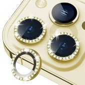 Binano Iphone 13 Pro/13 Pro Max Taşlı Gold Kamera Koruyucu thumbnail 1
