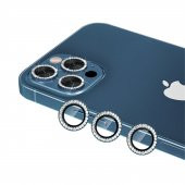 Binano Iphone 13 Pro/13 Pro Max Taşlı Mavi Kamera Koruyucu thumbnail 1