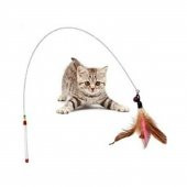 Kedi Oyun Oltası 90 cm Renkli Tüylü Kedi Oyuncağı Çelik Telli Kedi Oyun Tüyleri - 2