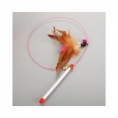 Kedi Oyun Oltası 90 cm Renkli Tüylü Kedi Oyuncağı Çelik Telli Kedi Oyun Tüyleri - 3