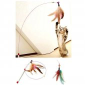 Kedi Oyun Oltası 90 cm Renkli Tüylü Kedi Oyuncağı Çelik Telli Kedi Oyun Tüyleri - 4