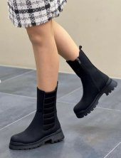 Casso Kaymaz Kauçuk Taban Fermuarlı Kolay Giyim Su Geçirmez Kadın Uzun Bot - 2