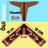 Lüks Mobilya Kanepe Sehpa Puf Koltuk Ayağı 12 cm Kahverengi Ahşap Desenli Baza Ayak - 3