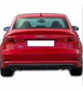 Audi A3 8v (2017-2019) S3 Style Arka Tampon Difüzör (Plastik) - 1