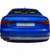 Audi A4 B9 2016 Sonrası S4 Soldan Çift Çıkış Arka Tampon Eki - Difüzör (Plastik) - 1