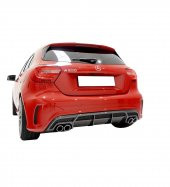 Mercedes A Serisi W176 (2012-2015) AMG A180 A200 A250 Arka Tampon Eki - Difüzör (Plastik) - 1
