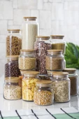 9 Lu Set Bambu Kapaklı Cam Kavanoz & Erzak Saklama Kabı 3 X (1.3 LT 0.80 LT 0.50  LT ( Vakum Kapak ) - 5