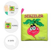 Tox Sebzeler Sessiz Kumaş Kitap T113 - Bez Kitap , Eğitici Oyuncak ,Yumuşak ve Hışırtılı - 4